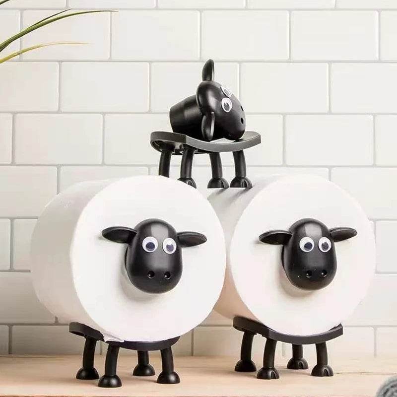 Sheep Toilet Roll Holder Funny Toilet Paper Holder Free Standing Bathroom Set 3D Printed Black Sheep Loo Roll Holder Decors - P12 Hub Europe