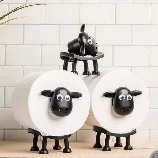 Sheep Toilet Roll Holder Funny Toilet Paper Holder Free Standing Bathroom Set 3D Printed Black Sheep Loo Roll Holder Decors - P12 Hub Europe
