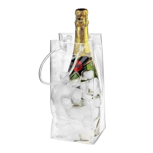 Transparent PVC Leakproof Ice Bag Wine Beer Champagne Bucket Drink Bottle Cool Chiller Foldable Carrying Bags For Party Picnic - P12 Hub Europe