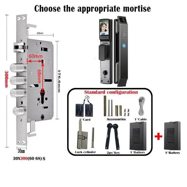 3D Face Recognition Door Lock | Video, Tuya/Wishome App, IP66, NFC - P12 Hub Europe