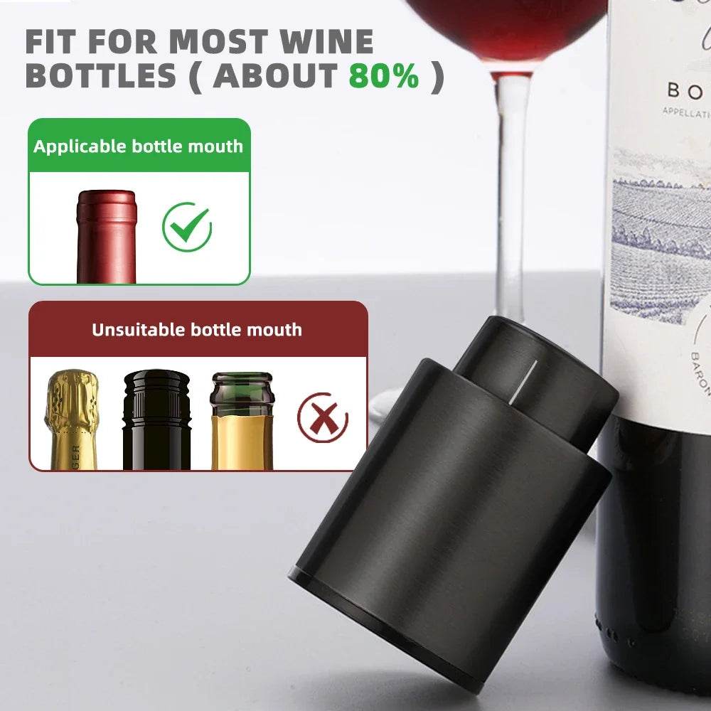 1/2pc Vacuum Wine Bottle Cap Stopper Sealed Storage Vacuum Memory Wine Stopper Push Style Barware Wine Cork Black Bar Tools - P12 Hub Europe