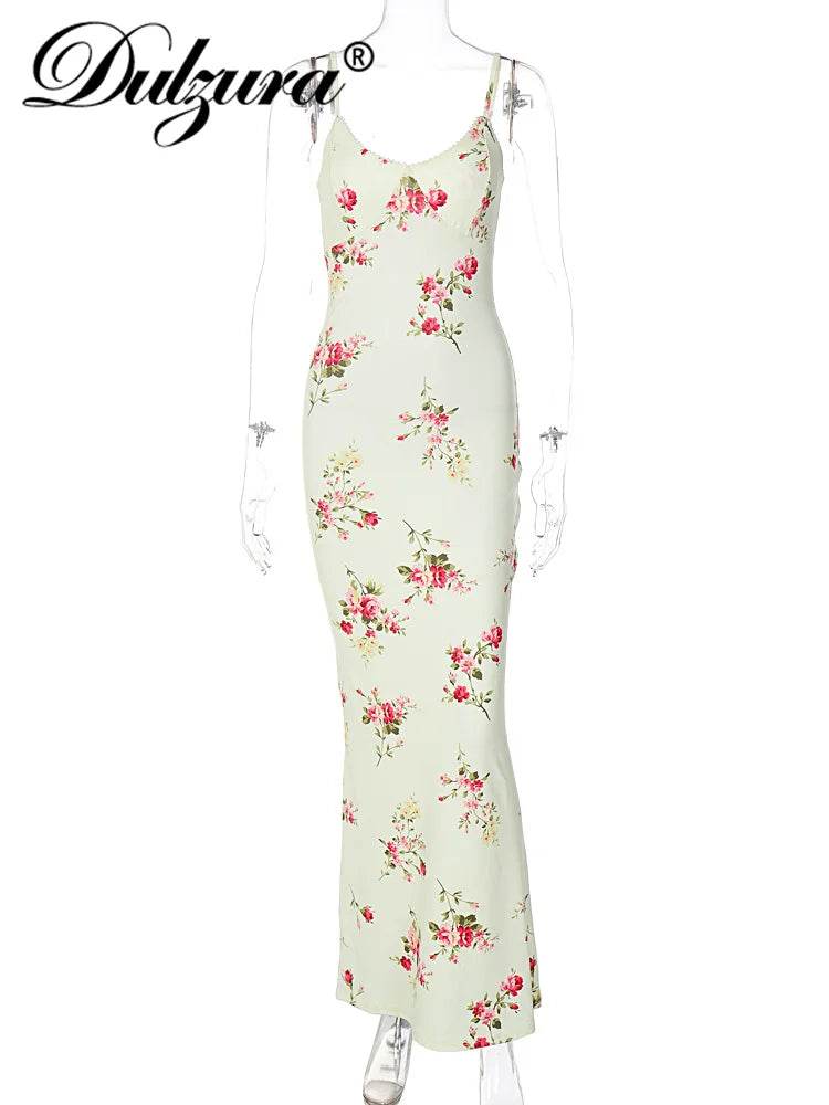 Dulzura Y2K Floral Backless Maxi Dress - P12 Hub Europe