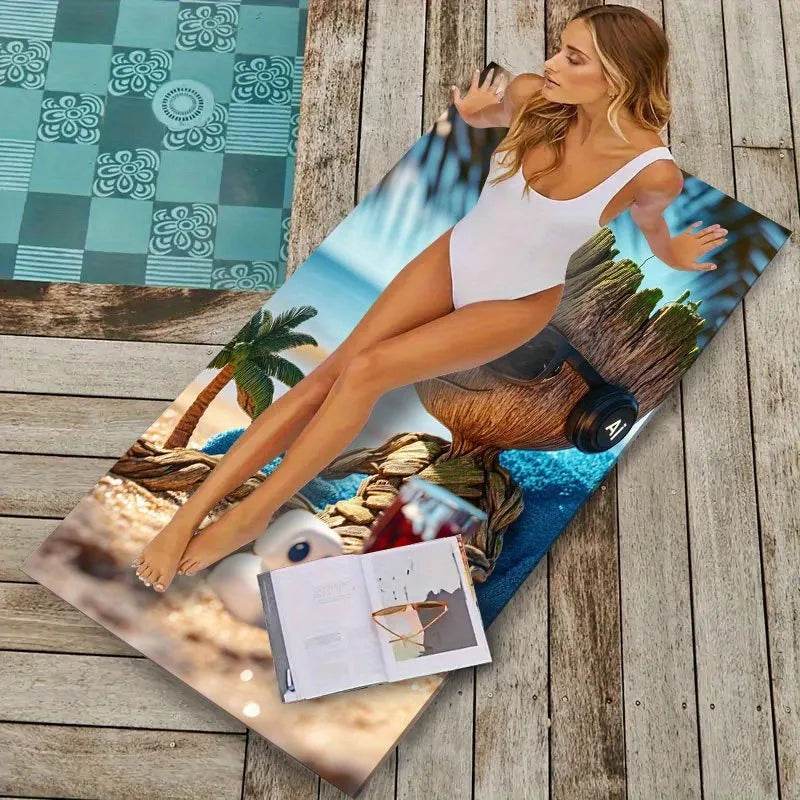 Groot on the Beach: The Ultimate Fun-Printed Beach Towel Suitable for towels, bath towels, beach towels, gifts - P12 Hub Europe