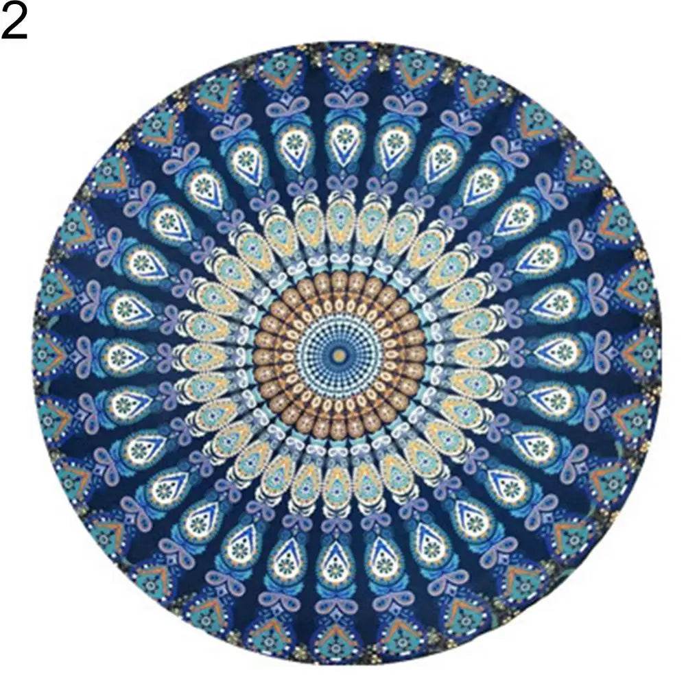 Large Aldult Beach Towel Vintage Round Chiffon Anti-sunlight Shawl Beach Towel Outdoor Yoga Picnic Mat - P12 Hub Europe