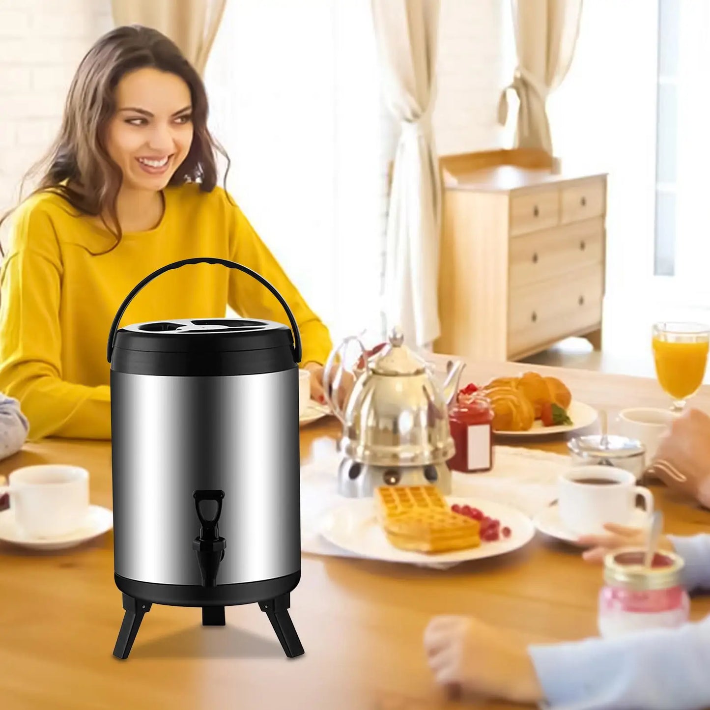Insulated Beverage Dispenser Leakproof Portable Insulated Water Cooler Camping Equipment For Travel Home Holiday Work Winter
