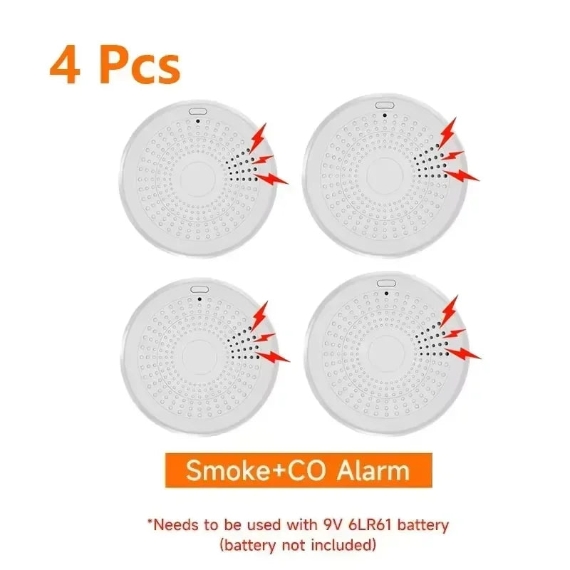 Tuya WiFi 2 In 1 Version Carbon Monoxide Gas Detector Smoke Fire Sound Alarm Sensor Smart CO & Smoke Detector Smart Life APP