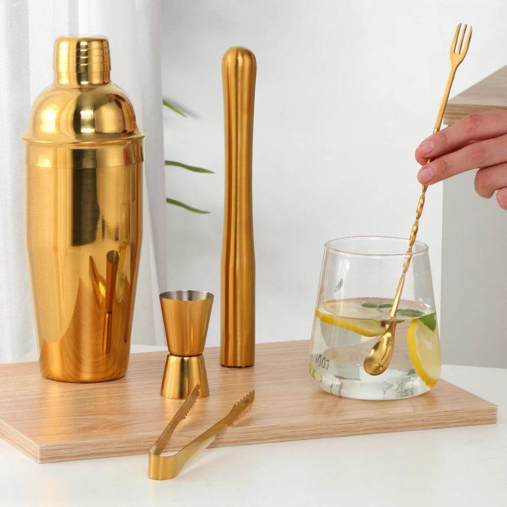 1-8PCS 750Ml Stainless Steel Bar Cocktail Shaker Set Bartender Tools Moijto Muddler Wine Bottle Stopper Cocktail Boston Barware - P12 Hub Europe