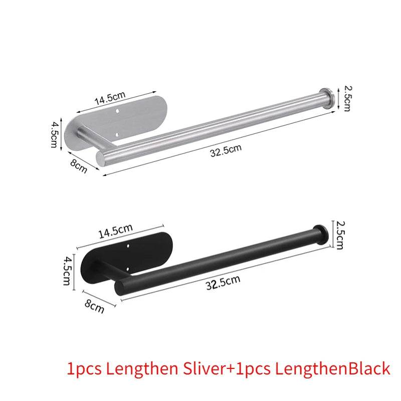 Self Adhesive Toilet Paper Towel Holder Punch-free Roll Paper Holder Kitchen Hook Storage Holder Stainless Steel Wall Mount - P12 Hub Europe