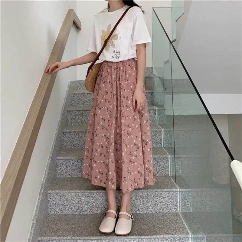 Women's Vintage Floral Midi Skirt - P12 Hub Europe