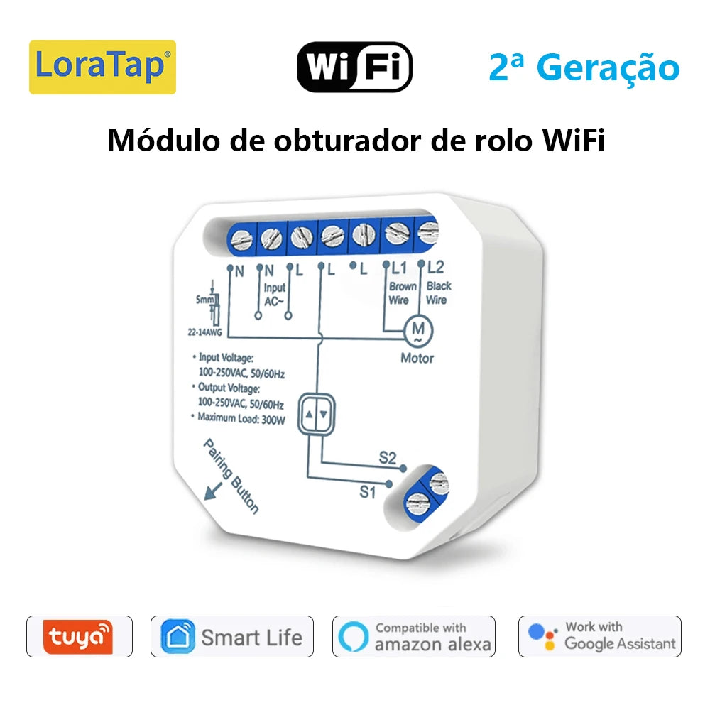 Tuya Smart Life WiFi Curtains Switch Connected Roller Shutters Control Blinds Motor Google Home Alexa Electric Window LoraTap
