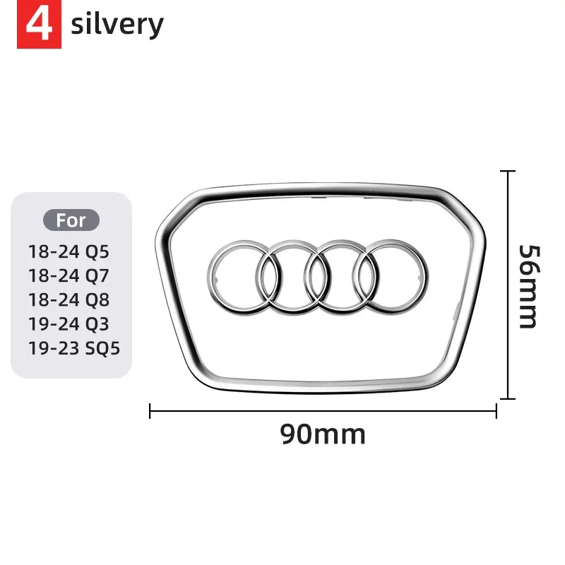 Car Steering Wheel Center Emblem Logo Sticker For AUDI Trim Frame Badge Decor Ring Cover Auto Accessories Q5 Q3 Q7 A3 A4 A6 S3