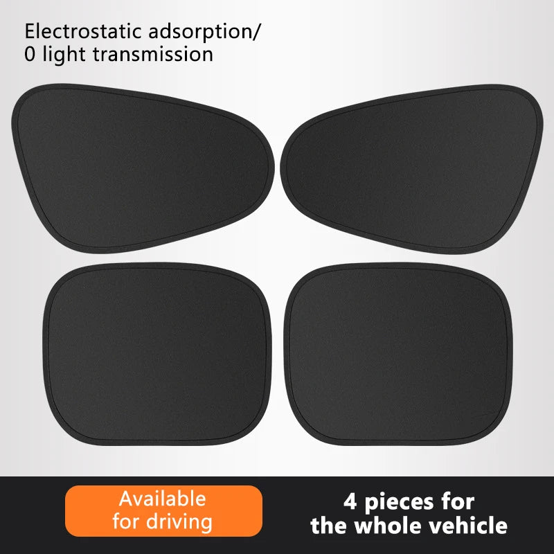 SEAMETAL 4-Layer Sun Shade Cover for Car Side Window Ultra-Light Electrostatic Curtains Sun Protection for Baby 99.9% UV Blocker