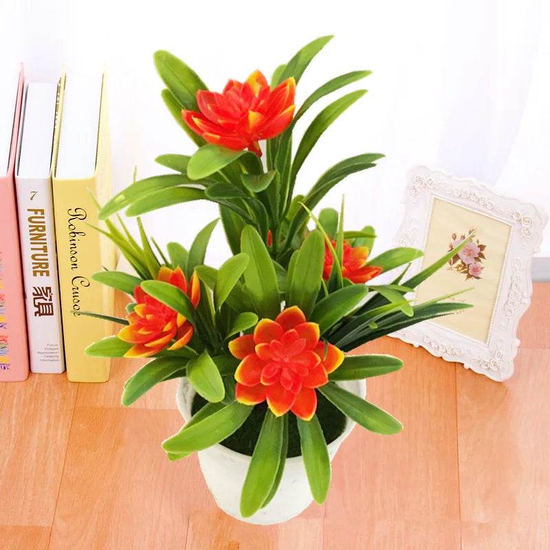 Artificial Flowers Plant Pot Simulate Fake Plastic Flowers Home Office Decor Gift Desktop Bonsai Wedding Party Balcony Ornaments - P12 Hub Europe