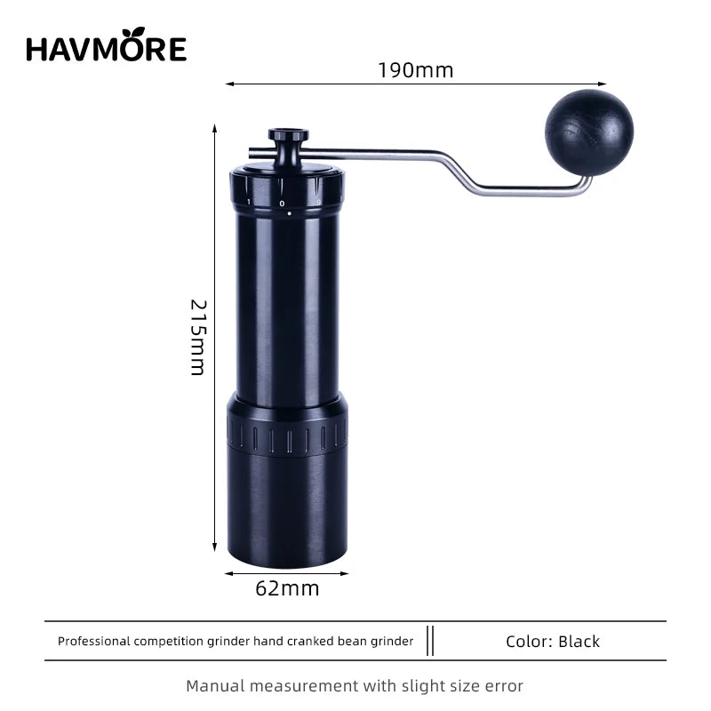 Havmore CNC Stainless Steel 7 Stars Conical Burr Modern Design Home Use  Adjustable Setting Manual Coffee Grinder