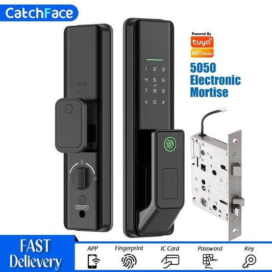 Fingerprint Door Lock WiFi Frosted Panel, Card, Code, USB Charge - P12 Hub Europe