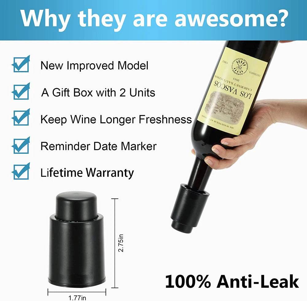 Wine Bottle Stoppers Reusable Wine Stoppers Vacuum Wine Preserver Wine Savers Vacuum Pump Corks Keep Wine Really Fresh - P12 Hub Europe