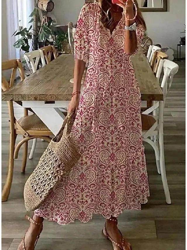 V-Neck Long Dress Casual Sweet Loose - P12 Hub Europe