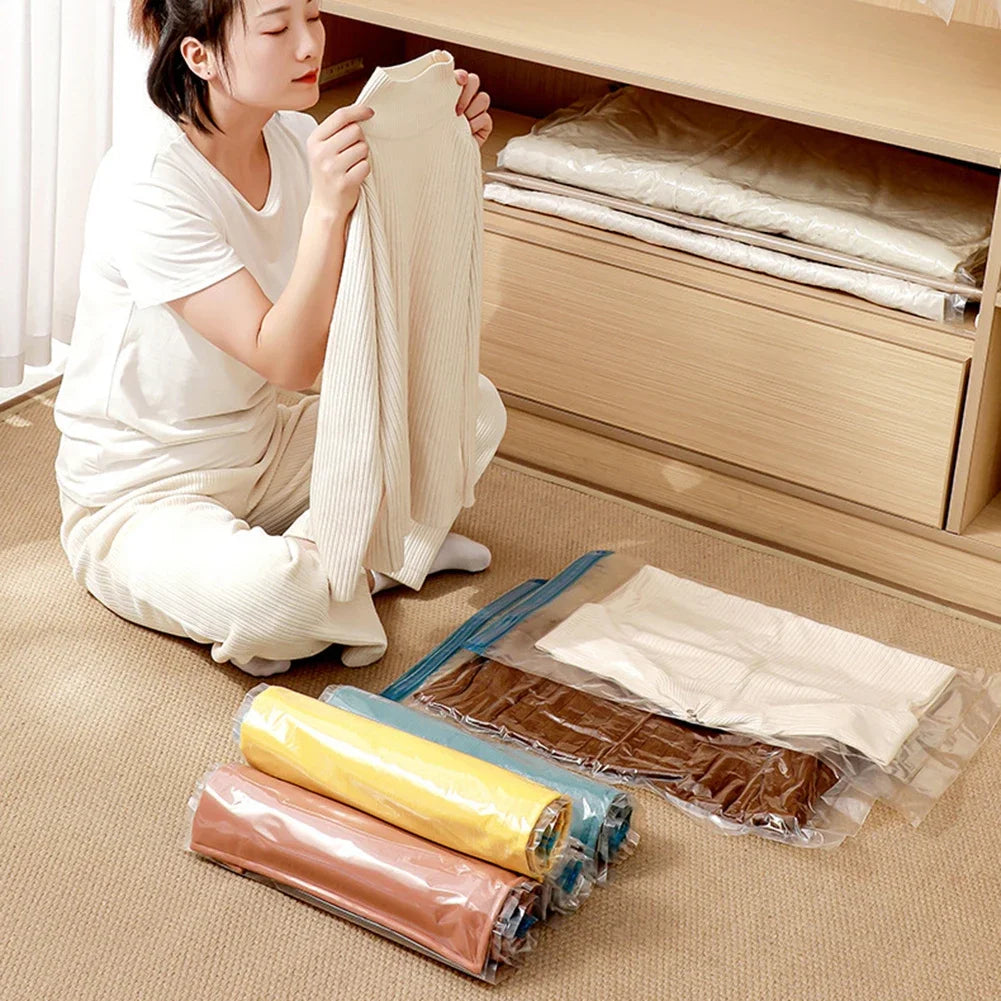 7 Sizes Reusable Vacuum Bags with Electric Pump Vacuum Compression Sealer Bag Mini Vacuum Sealer Machine for Clothes Organizer