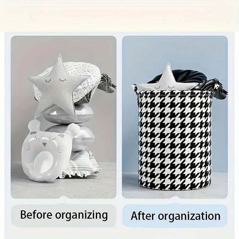 Foldable Houndstooth Laundry Hamper - P12 Hub Europe