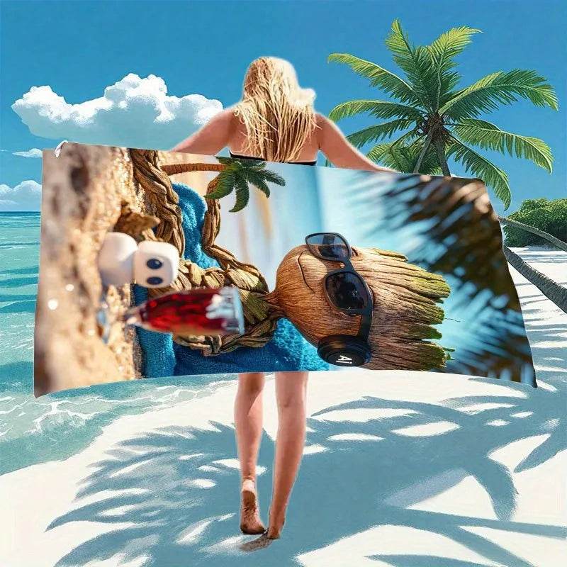 Groot on the Beach: The Ultimate Fun-Printed Beach Towel Suitable for towels, bath towels, beach towels, gifts - P12 Hub Europe