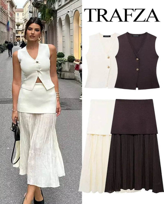Knitted Vest Skirt Set - P12 Hub Europe