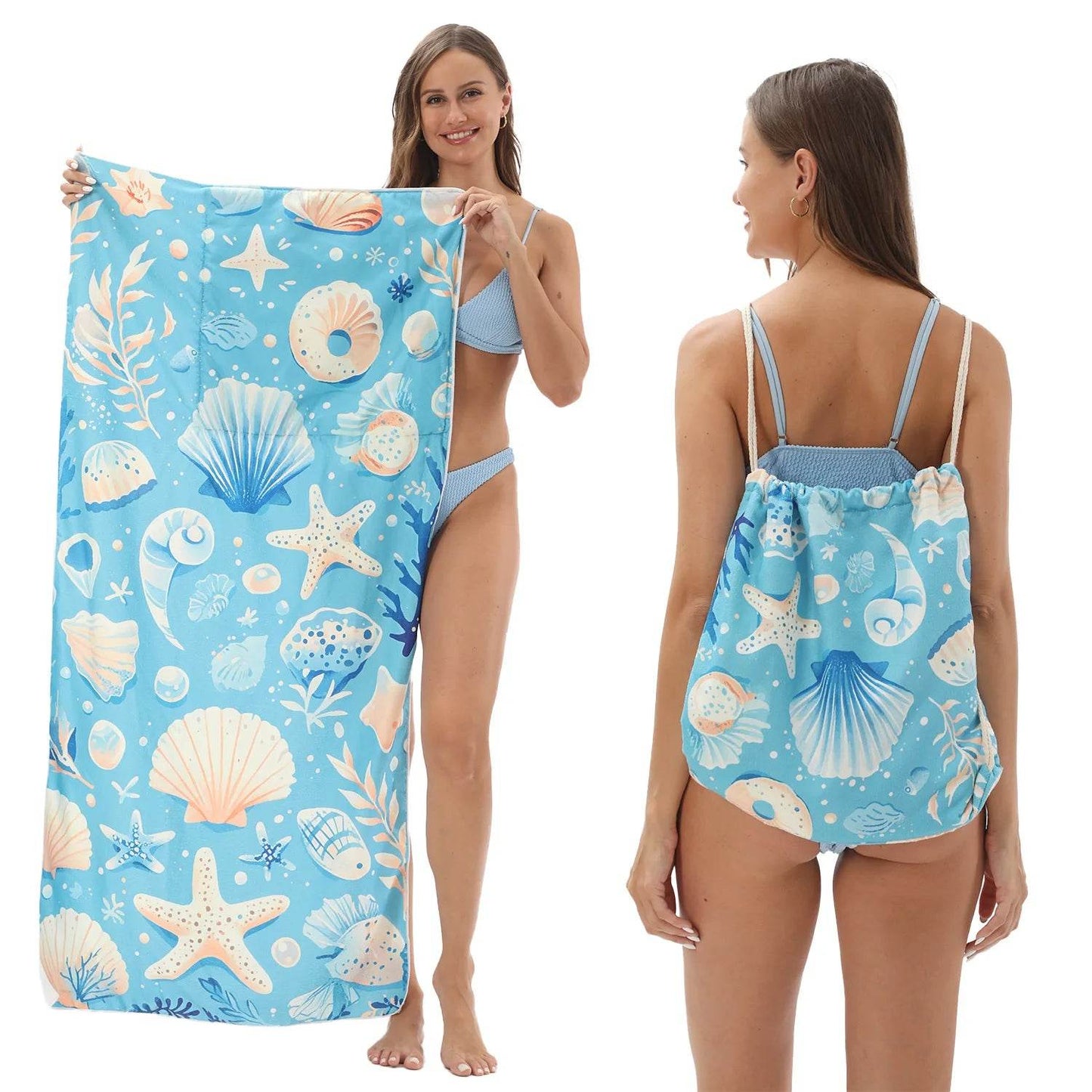 2-in-1 Foldable Beach Towel Sports Cooling Travel Towel Quick Drying Large Absorbent Bath Beach Jewelry for Picnic Sunbath Surf - P12 Hub Europe
