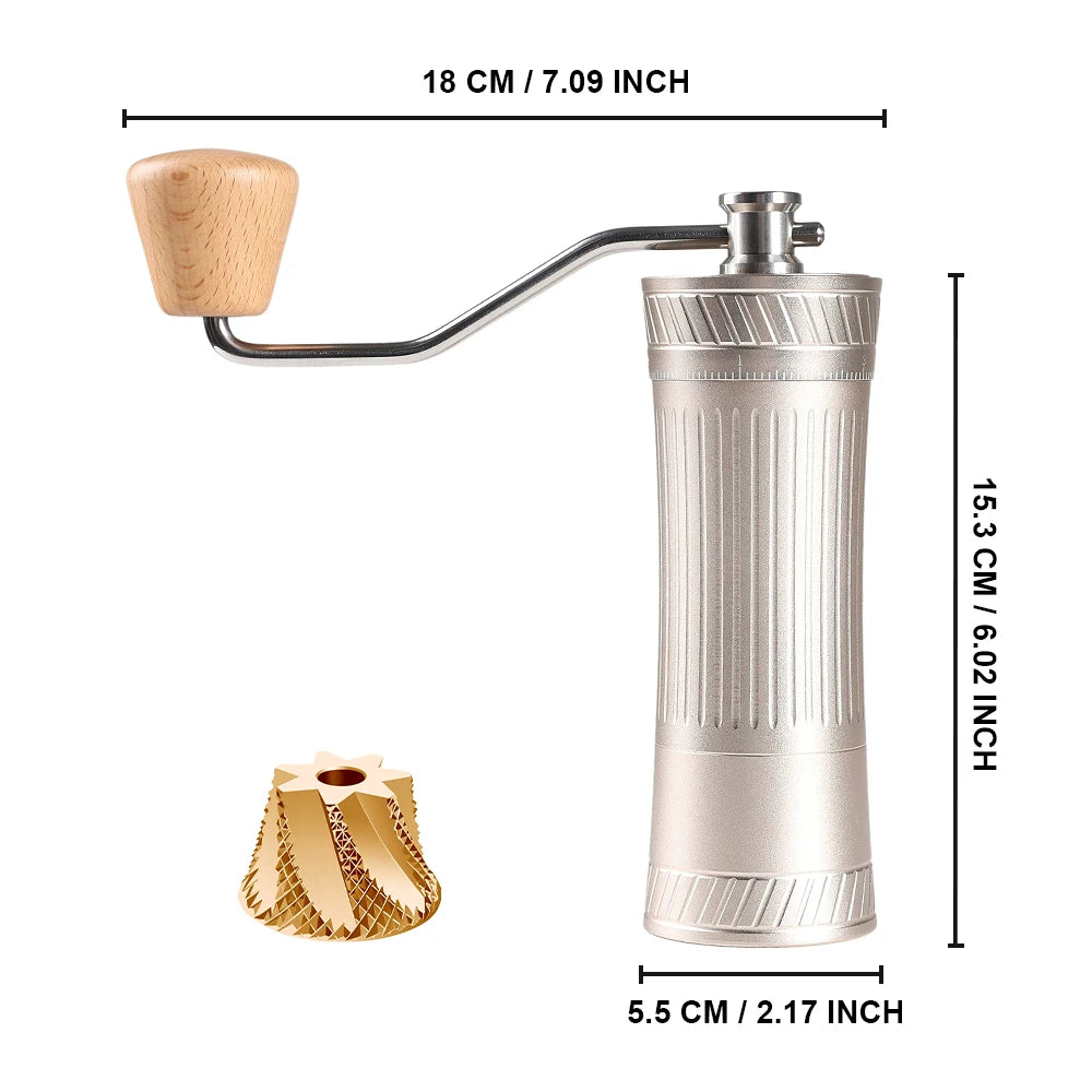 New Upgrade Manual Coffee Grinder with External Adjustment –CNC 420SS Ghost Tooth Burr for Espresso Pour Over Coffee Mill