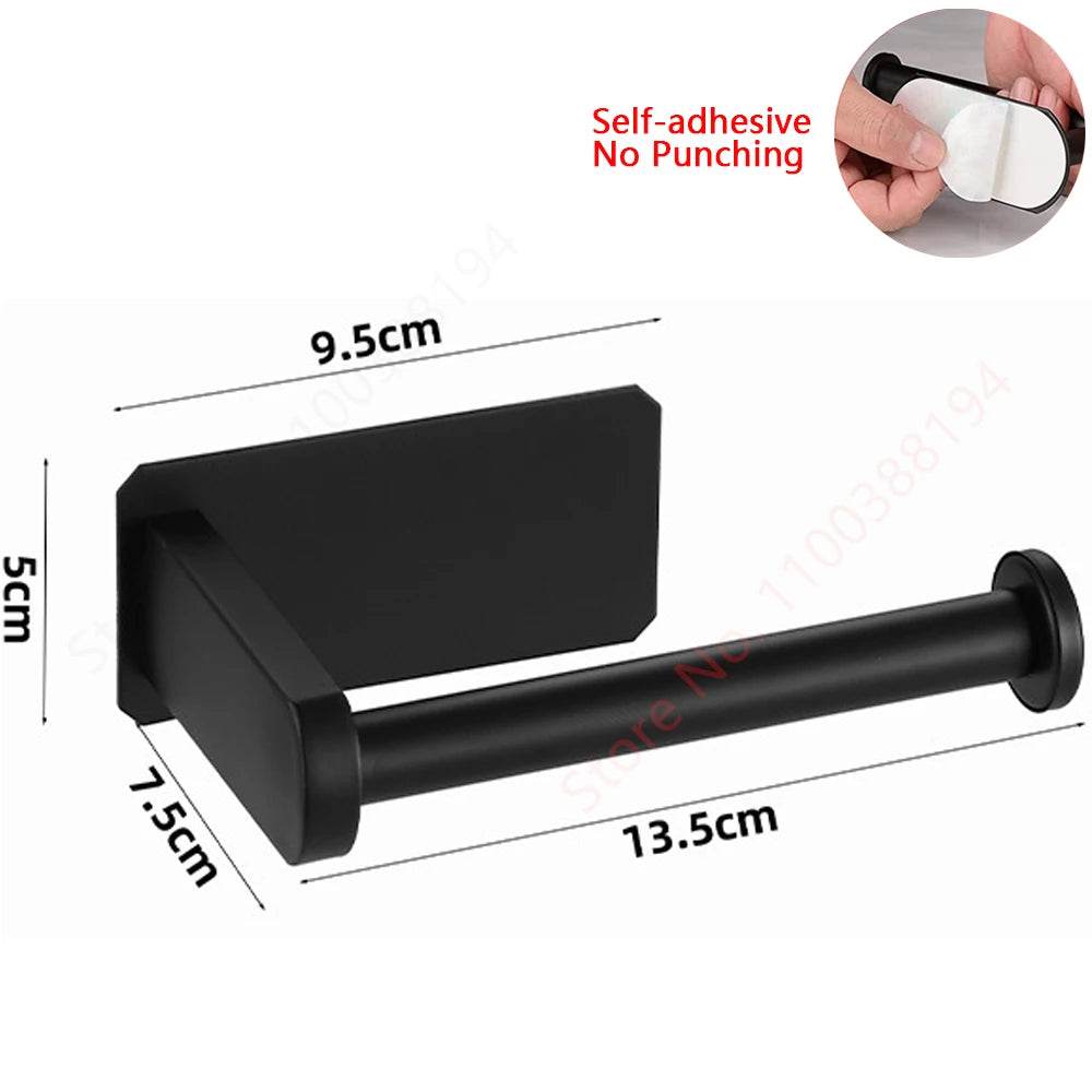 Adhesive Toilet Roll Paper Holder Organizer Wall Mount Storage Stand Kitchen Bathroom No Drill Tissue Towel Dispenser Stainless - P12 Hub Europe