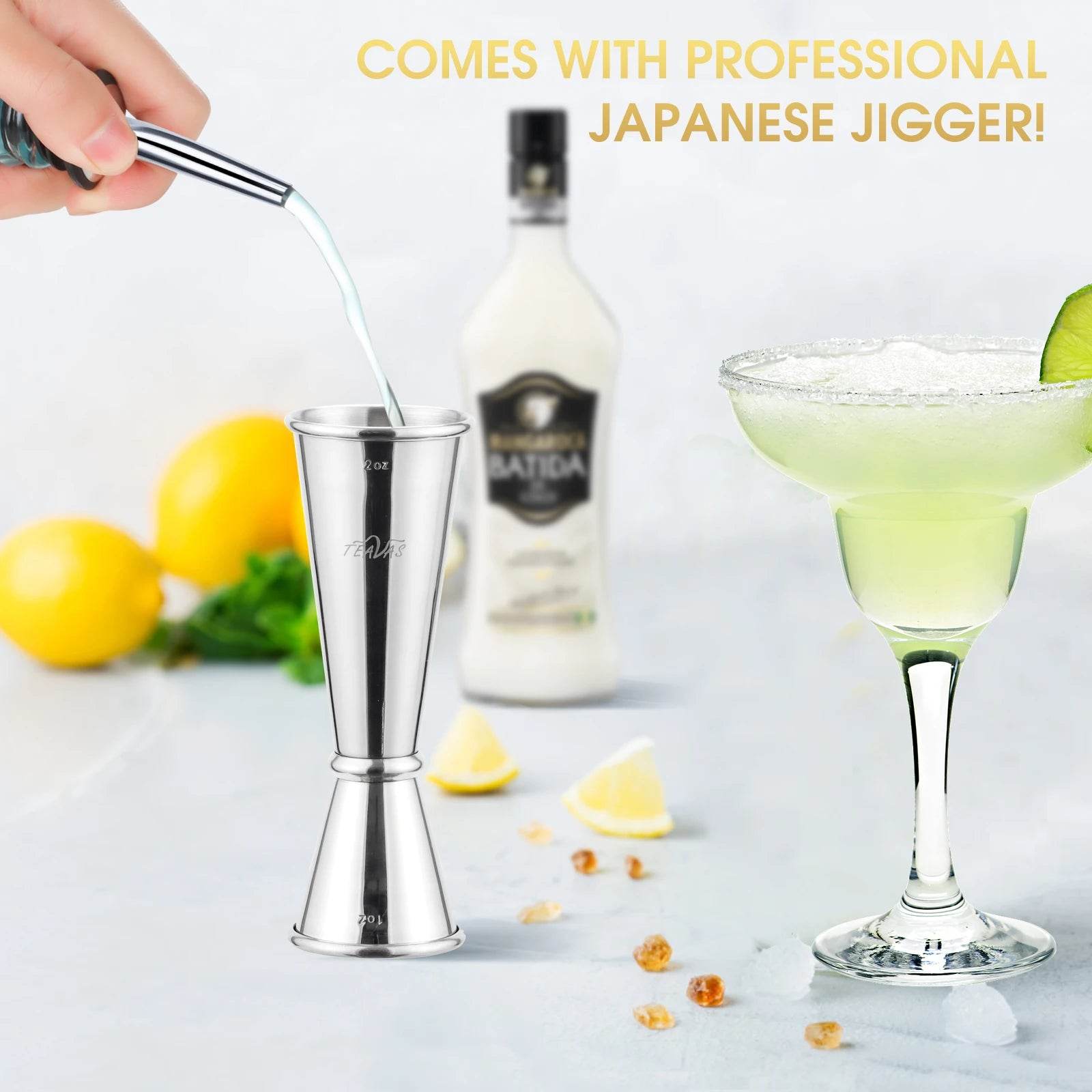 TEAVAS 25 Pieces Mixology Bartender Kit with Cocktail Shaker & Japanese Jigger - Cocktail & Alcohol Mixer Shaker Set - barware - P12 Hub Europe