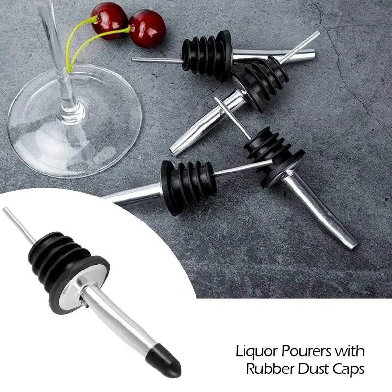 12/24pcs Stainless Steel Classic Bottle Pourers Tapered Spout Liquor Pourers Flow Wine Bottle Pour Spout Stopper Bar Accessories - P12 Hub Europe