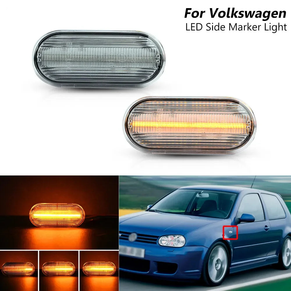 2PCS Led Dynamic Side Marker Turn Signal Light Sequential Blinker Light For VW Golf 3 4 MK3 MK4 Passat 3BG Polo 6N 9N Bora Vento