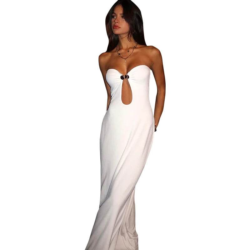 Strapless Cutout Maxi Dress - White Y2K Summer - P12 Hub Europe