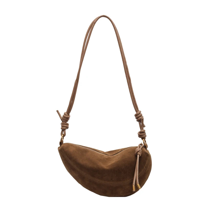 Faux Suede Party Bags for Women Hobo Shoulder Bag Single Crossbody Sac Underarm Dumpling Sweet Kidney Bags 2025 Fashion New
