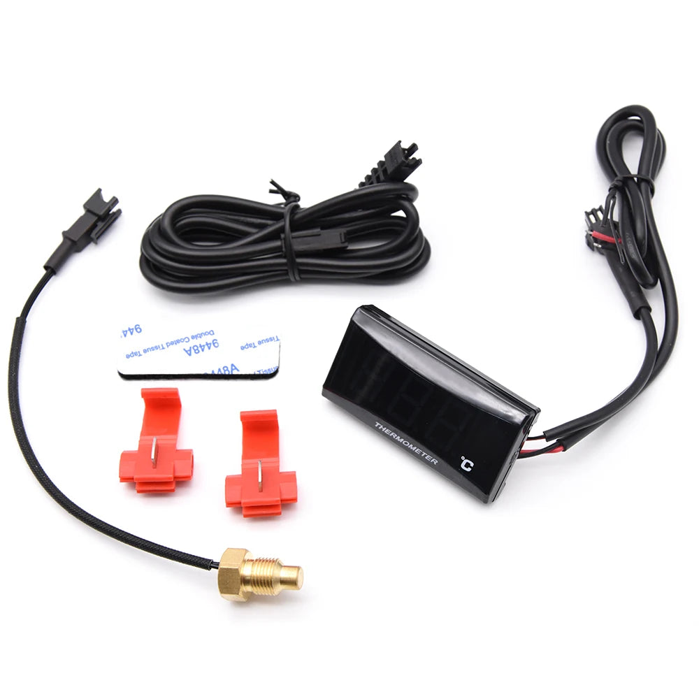 0~120°C Motorcycle LCD Digital Temperature Meter for KOSO Cylinder with Sensor Adapter Universal Water Temp Gauges ﻿for Racing