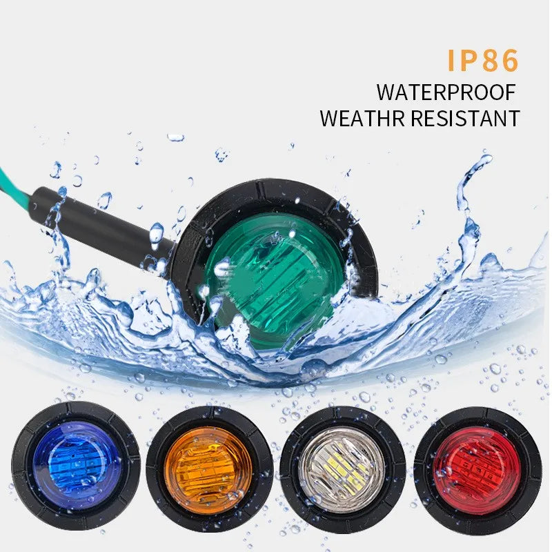 10pcs 3LED Round Tralier Side Marker Light 12V-24V for Truck Clearance Light Turn Signal Lamp Indicators