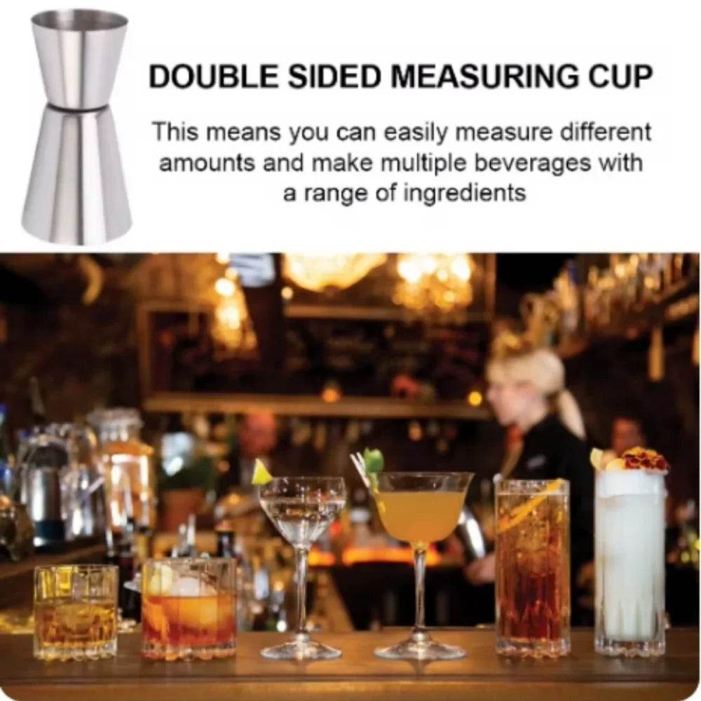 2PCS 30/60ml Cocktail Wine Shaker Measure Cup Stainless Steel Double Shot Drink Spirit Measure Jigger Kitchen Supplies gadget - P12 Hub Europe