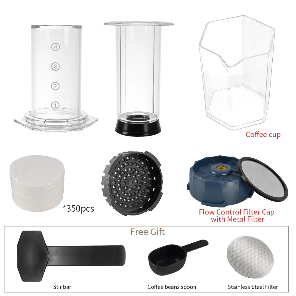 CAFEMASY Espresso Coffee Maker Portable French Press Coffee Pot Air press Barista Tools With 350pcs Filter Papers Coffee Machine