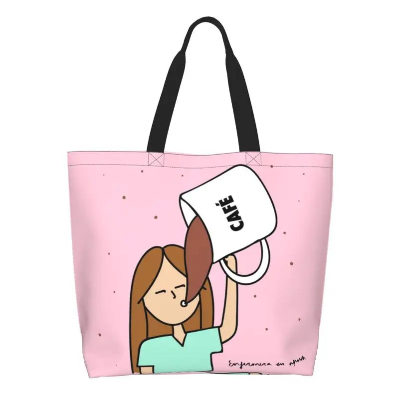 Cartoon Doctor Nurse Enfermera En Apuros Grocery Bags Large Capacity Aesthetic Merch For Woman Street Shoulder Bag