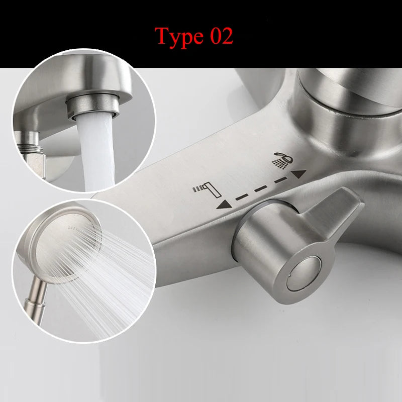 Bathroom Shower Faucet 304 Stainless Steel Mixer Tap Hot and Cold Bathroom Mixer Mixing Valve Bathtub Faucet Shower Faucets Set