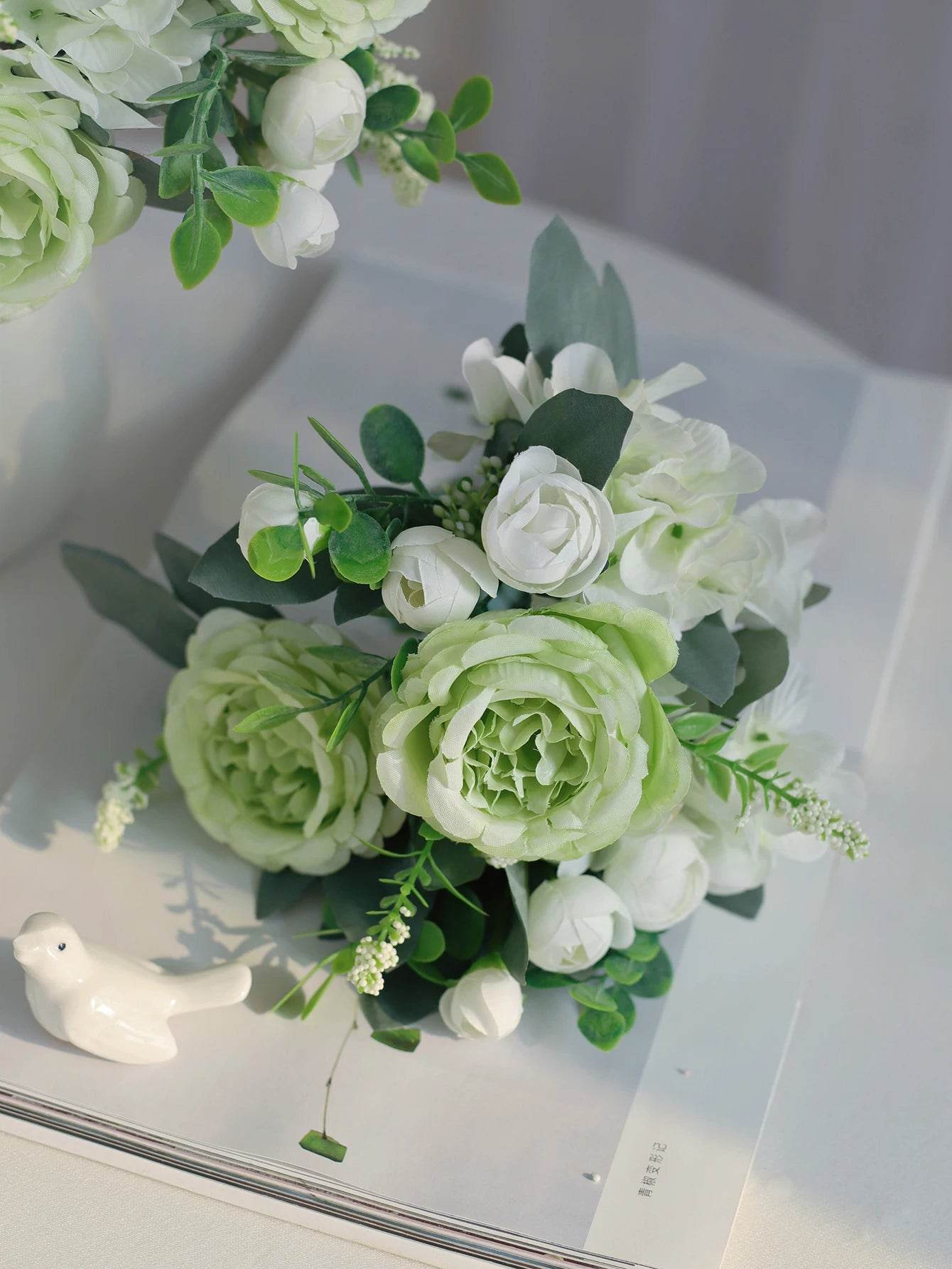 1PC Artificial Flowers Wedding Home Bedroom Decoration Bridal Bouquet Garden Fake Silk Peony Hydrangeas Vase for Board Outdoors - P12 Hub Europe