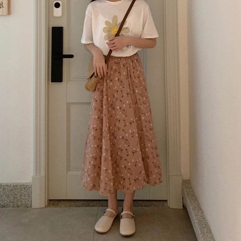 Women's Vintage Floral Midi Skirt - P12 Hub Europe