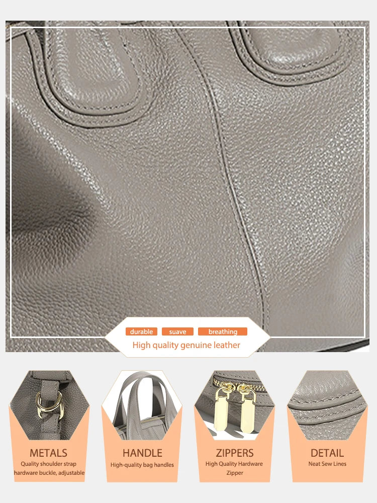Zency 2 Straps Genuine Leather Top-handle Bag For Women Vintage Boston Bag Shoulder Handbag Crossbody Large Capacity Bolsas 2025