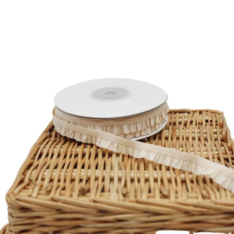 5yards 1cm Pleated Stretch Lace Trim Ribbon Ruffled Elastic Band Headdress Gift Box Bow Decorative DIY Craft Supplies - P12 Hub Europe