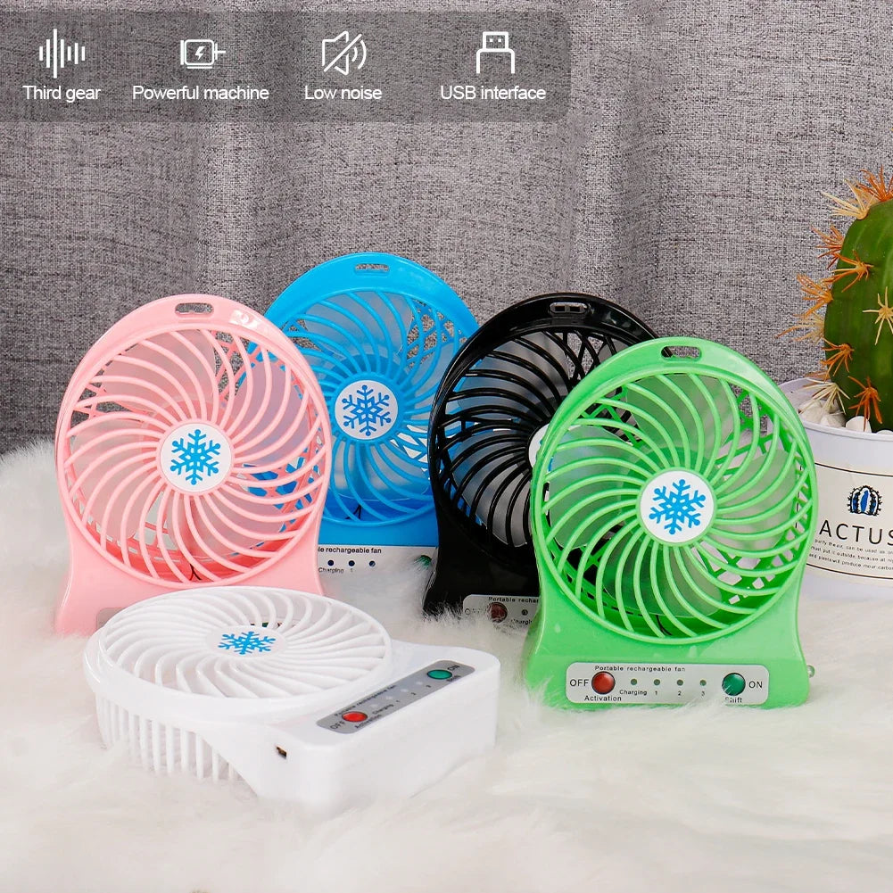 Mini small fan outdoor portable USB charging LED light fan summer outdoor camping cooling handheld fan outdoor supplies