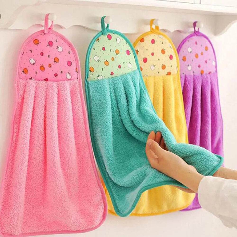 3pcs Coral Fleece Fingertip Towel, Hanging Towel For Wiping Hands, Household Dishwashing Cloths For Bathroom, Bathroom Supplies - P12 Hub Europe