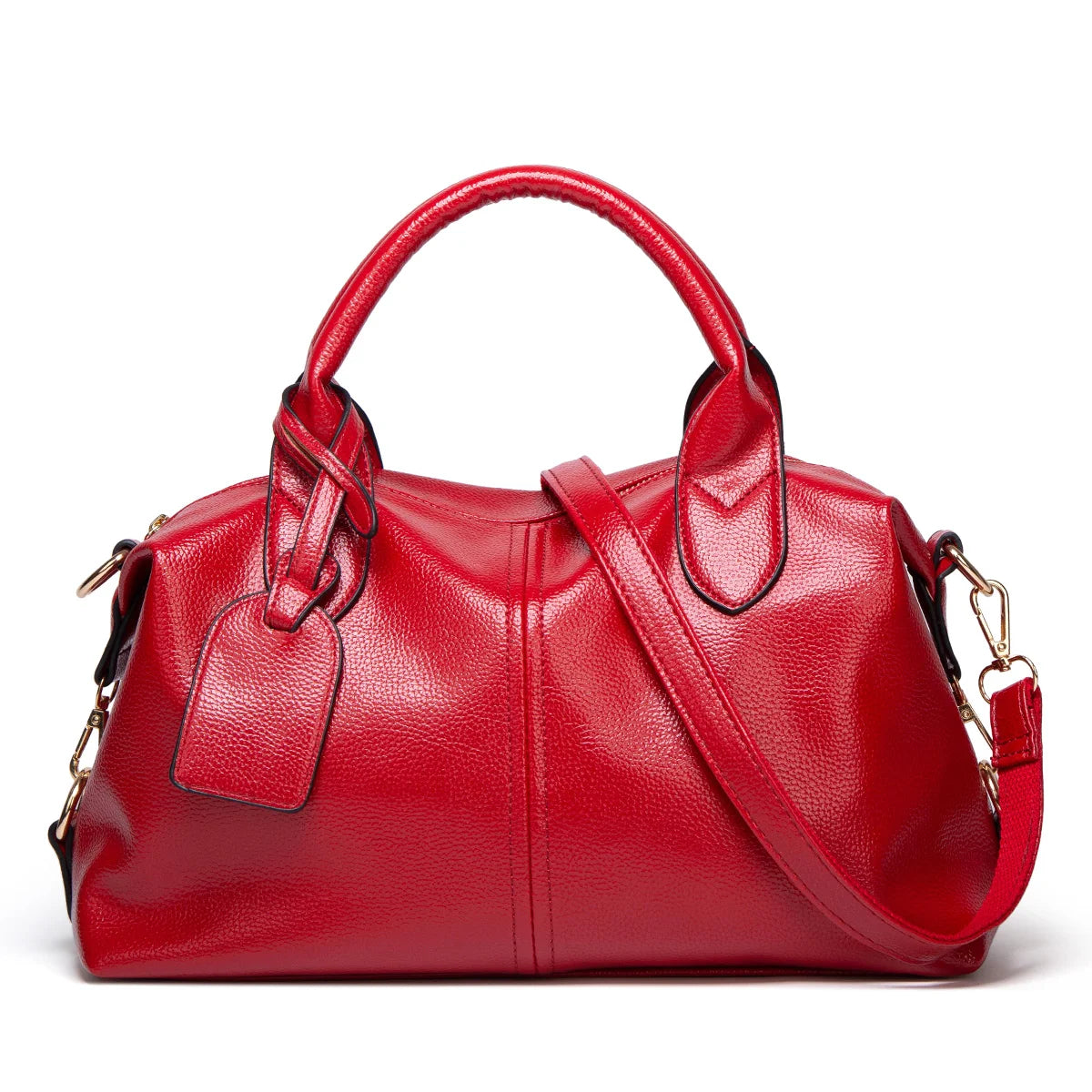 Women's Fashion and Elegant Large Capacity Oil Wax Leather Tote, Convenient Solid Artificial Leather Boston Crossbody Bag, Zipper Lock Anti-theft Commuter Bag, Double Handle Design, Adjustable Shoulder Strap, Professional Wom