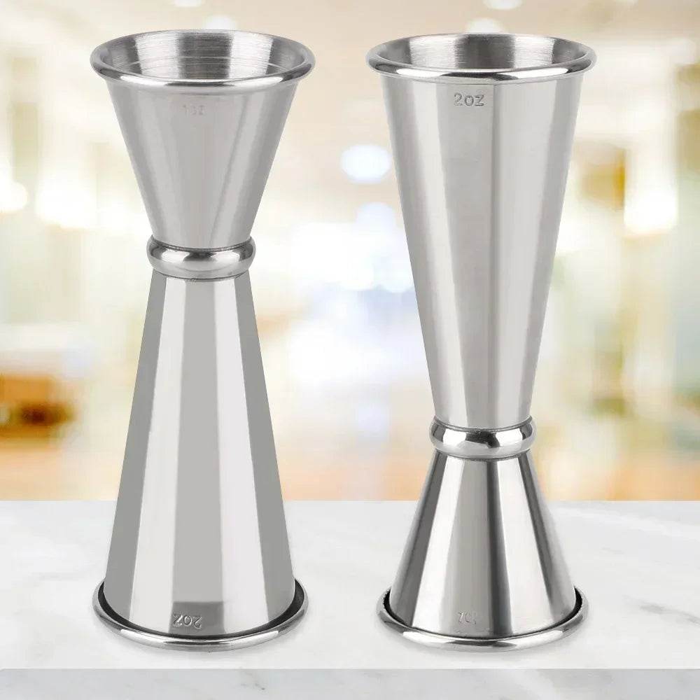 2PCS 30/60ml Cocktail Wine Shaker Measure Cup Stainless Steel Double Shot Drink Spirit Measure Jigger Kitchen Supplies gadget - P12 Hub Europe