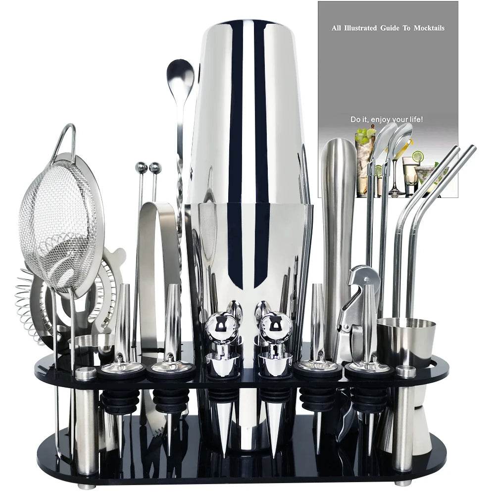 13-22Pcs 750ml 600ml Boston Cocktail Shaker Bar Tools Wine Mixer Set Bartender Cocktail Shaker Tool Kit with Holder - P12 Hub Europe