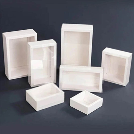 10Pcs Pull-Out Gift Boxes Drawer Kraft Paper Boxes with Clear Window Gift Jewelry Packaging Business Wedding Birthday Party - P12 Hub Europe