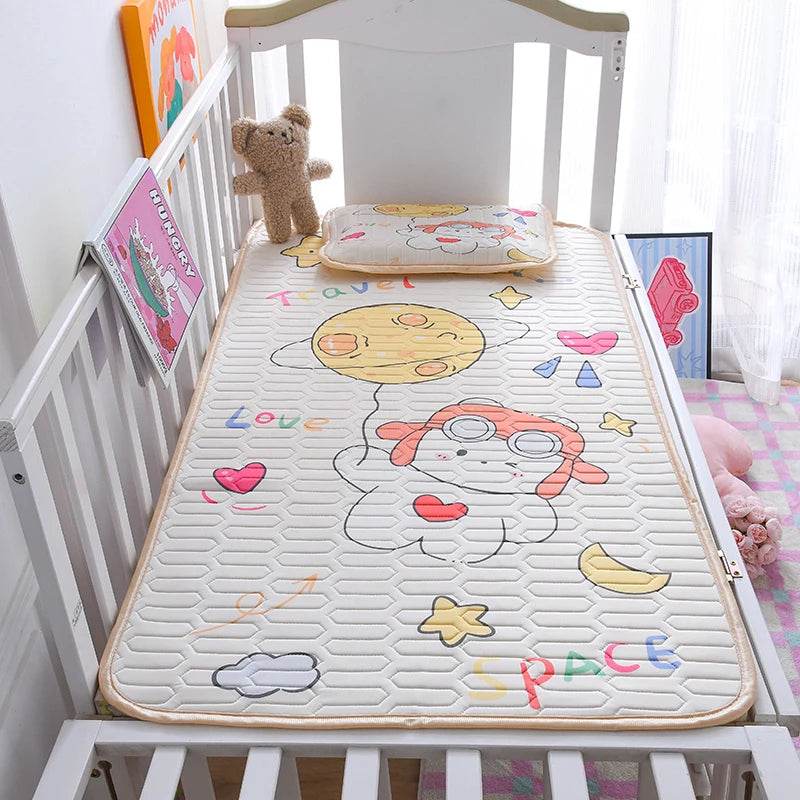 Baby Bed Mat Kit, Viscose Latex Fiber,Kids Sleeping Sheet,Cartoon Bed Cover,Boys Girls,Cooling Summer Home Bedding 60*120cm 2pcs - P12 Hub Europe